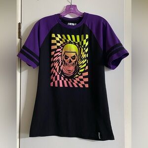 Fortnite MAD Engine Purple and Black Skull Graphic Tee
